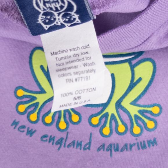 Kiddy Kats New England Aquarium Frog Single Stitch Tee Purple Sz 5/6 - Picture 5 of 8